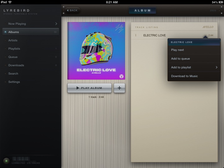 Hold a cover or a track: Download to Music files it into the stock Music app.